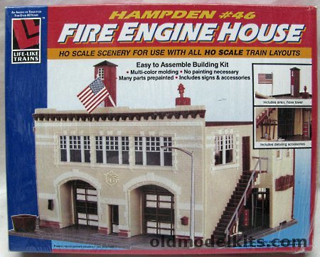 Life-Like HO Fire Engine House (Fire Station) - HO Scale Building with Factory Painted Details, 1390 plastic model kit